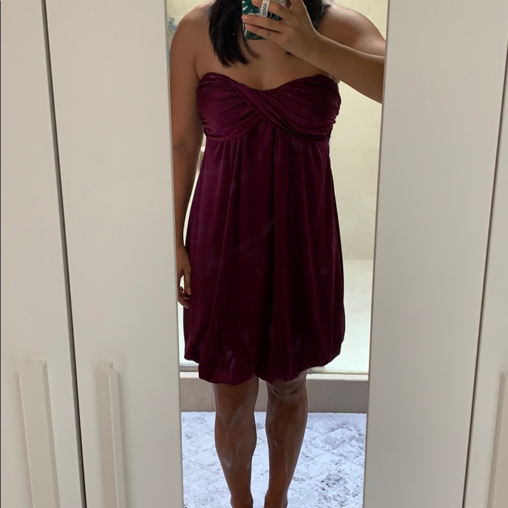 Purple strapless bubble dress